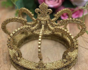 Gold Glitter Crown Cake Topper Timber Handmade Wedding Cake Top Princess Party Cake Topper Cake Decoration Princess Crown Princess Party