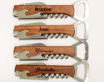 Groomsmen Bottle Opener, Custom Corkscrew, Engraved Wine Opener, Wedding Party Gifts, Custom Bottle Opener, Monogram Corkscrew