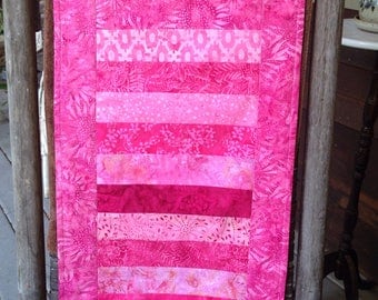 Pink batik table runner