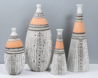 Ceramic vase, black and white vase, unglazed pottery, pottery vase, pottery handmade, white vase, pottery, black and white pottery, vase
