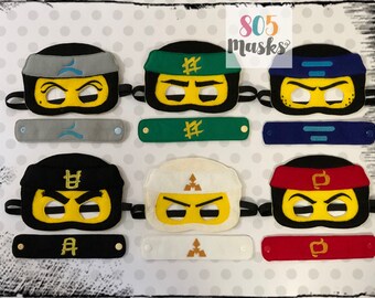 Ninjago, Ninjago Party, Ninjago Birthday, Ninja, Lego, Ninjago Masks, Felt Mask, Ninja Go Mask, Masks, Cosplay, Halloween Costume, Wristlet