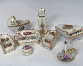 Melody Jane Meuble De Salle à Manger Miniature En Porcelaine Pour Maison De Poupée Blanc