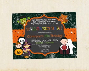Kids Halloween Invitation, Birthday Halloween, Birthday Invitation Bash Party, Editable PDF, Instant Download, Halloween Bash Birthday Party