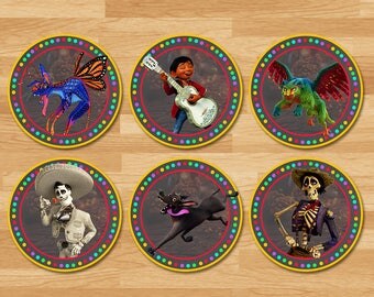 Coco Cupcake Toppers - Chalkboard - Coco Stickers - Disney Coco Movie - Coco Printables - Coco Party Favors - Coco Birthday