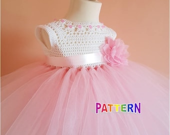 crochet tutu dress pattern, tutu dress pattern, crochet yoke dress pattern (sizes 9-12 months to 8 years old), baby crochet dress pattern