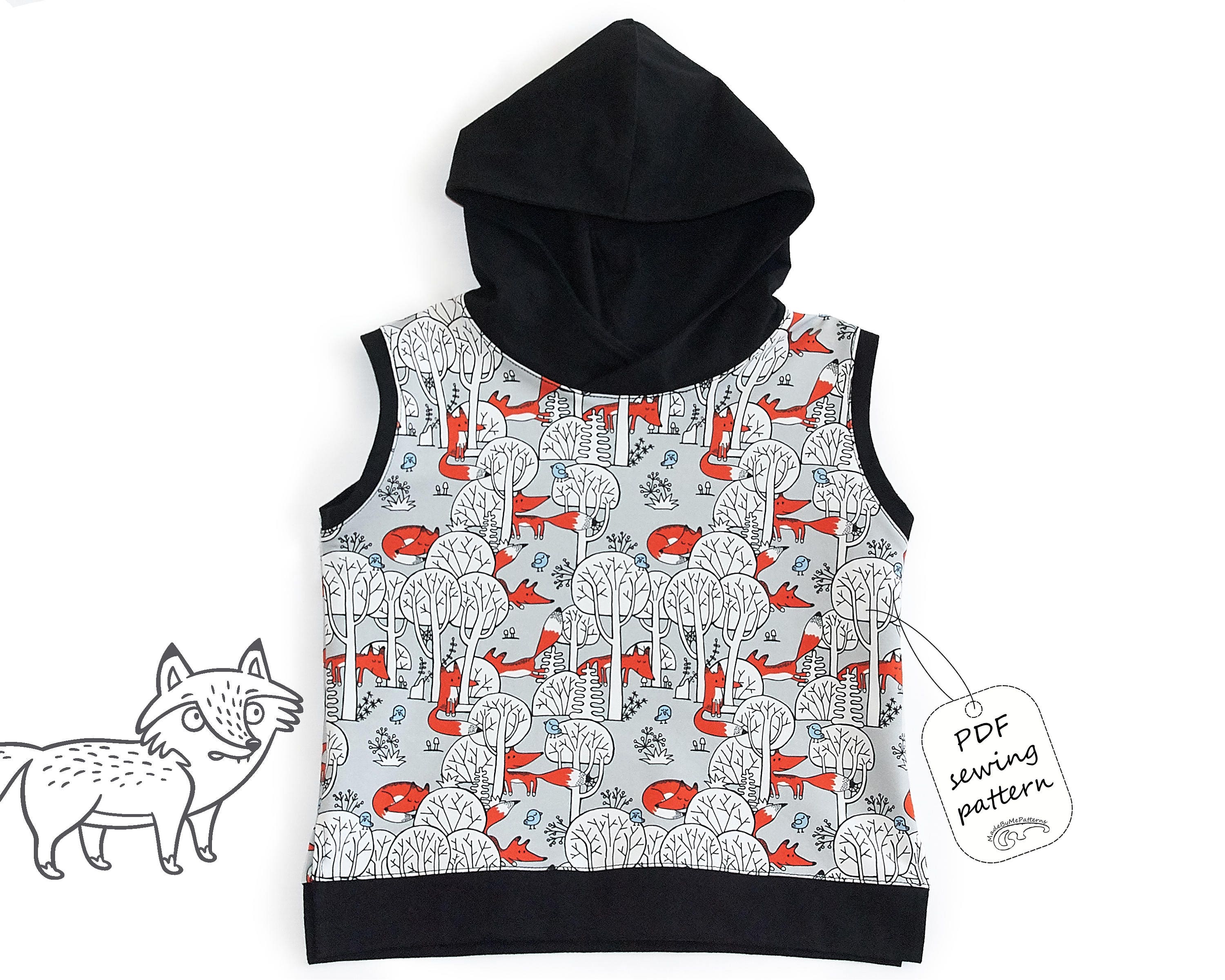Download Oversized sleeveless hoodie sewing pattern, baby sewing ...