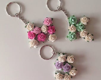 Custom Floral Letter Keyring Keychain - Handbag Charm - Bridesmaid Gift - Birthday Gift - Bride Tribe Gift - Hen Party - Car Keychain