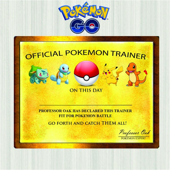 Printable Pokemon Certificates For Children