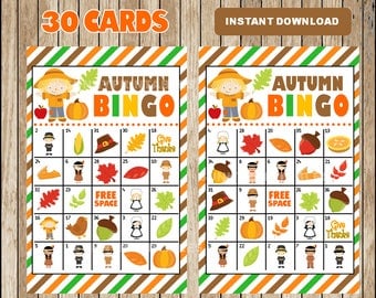 Printable Autumn Bingo Cards printable Fall Autumn Bingo