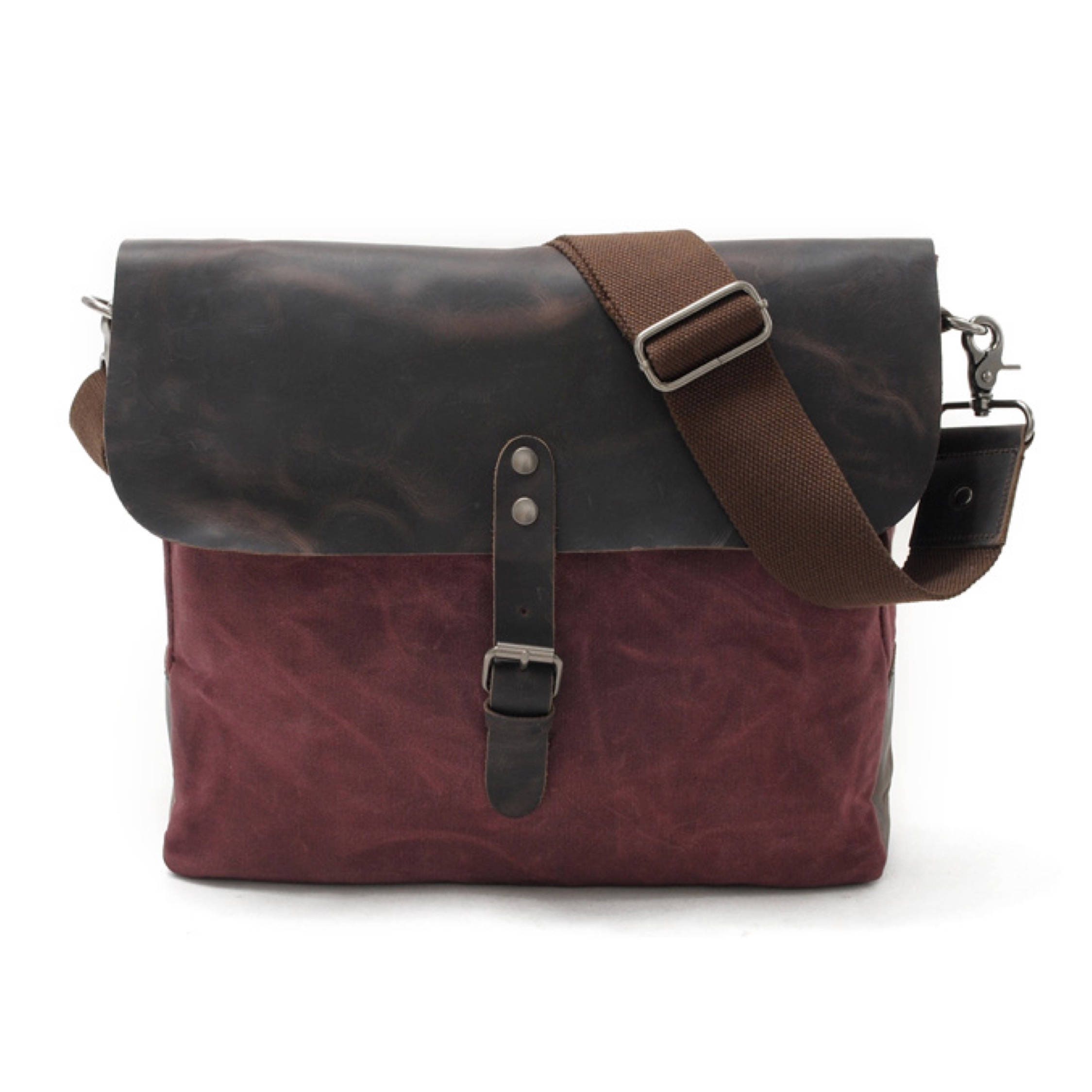 waxed canvas messenger bag mens