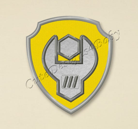 Paw Patrol Rubble Badge applique embroidery design Paw Patrol