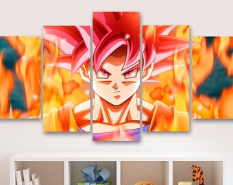Dragon Ball Super 5 Panel Canvas, Childrens 5 Piece Canvas, Wall Art, Office Decor, Childrens Bedroom Wall Art, Multi Panel Canvas #148