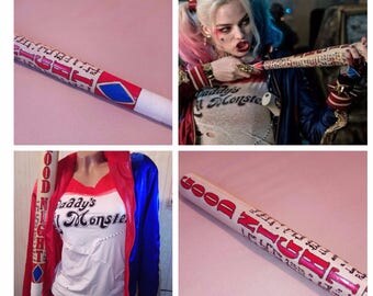 Harley Quinn Bat Suicide Squad Harley Quinn Good Night Replica Baseball Bat Harley quinn cosplay Costume Accessories DC Larp cosplay puddin