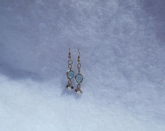 Vintage Connectors with Ancient Roman Glass, Garnet, and Rainbow Moonstone