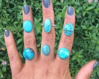 Sterling Silver Turquoise Ring / Sterling Silver Ring / Silver Turquoise / Large Turquoise Ring / Big Turquoise Ring / Statement Turquoise