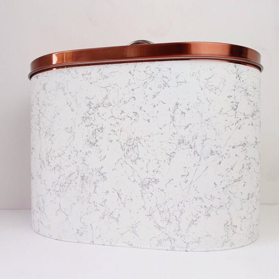 White & Grey Marble Bread Bin Copper Lid