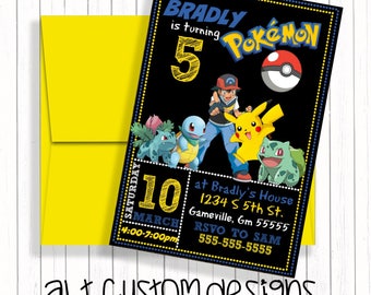 Kids Party Invitation Pokemon Lucario Printable Invitations