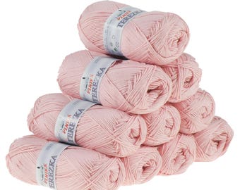 10 x 50 g knitting wool TEREZKA 100% cotton, pink #102