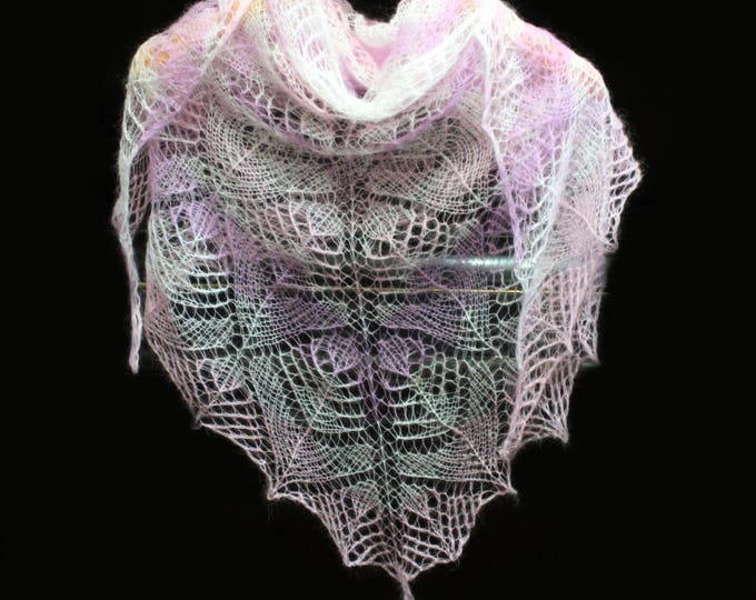Knitted shawl, white shawl, bridal shawl, knit shawl, knit scarf, triangular scarf, mohair shawl, openwork scarf, downy shawl, lace shawl