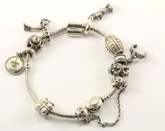Vintage Pandora Charms Bracelet 925 Sterling BR 1721-E