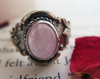 925 Sterling Silver Rose Quartz Ring - Silver Gemstone Ring - Pink Silver Ring - Pink Gemstone Ring - Handmade - Adita Jewels - Love Ring