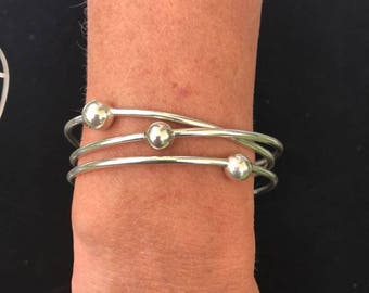 Triple Loop Bangle in Sterling Silver