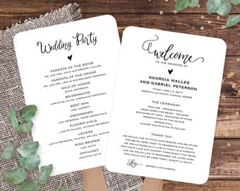 Wedding program template editable, Wedding program fans template, Wedding fan programs template, Catholic wedding ceremony program template