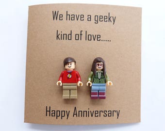 Geek husband anniversary card. Geek wife anniversary card. Big bang theory anniversary card. Geek Boyfriend card. Geek Girlfriend card.