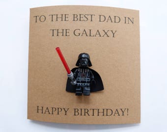 Dad birthday card. Dad Darth Vader Birthday card. Funny Dad birthday card. Dad Star Wars birthday card. Darth Vader Minifigure birthday card