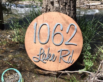18" Address Sign | Address Plaque | Wood Cutout | Round Sign | Home Address | House Number | Address |