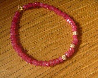 pink chalcedony faceted pearl 4mm bracelet