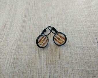 Designs brown yellow feather earrings