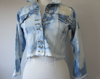 Ripped denim jacket Etsy