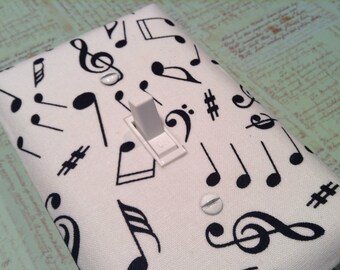 Music Switch Plate - Light Switch Cover - White and Black - Music Switchplates - Outlet Cover - Light Switch Covers - Light Cover - Bedroom