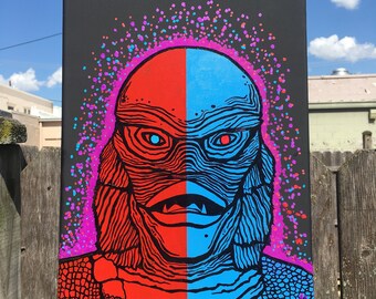 Creature from the Black Lagoon 3D painting 12 x 16 inches