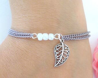 Leaf purple chain bracelet