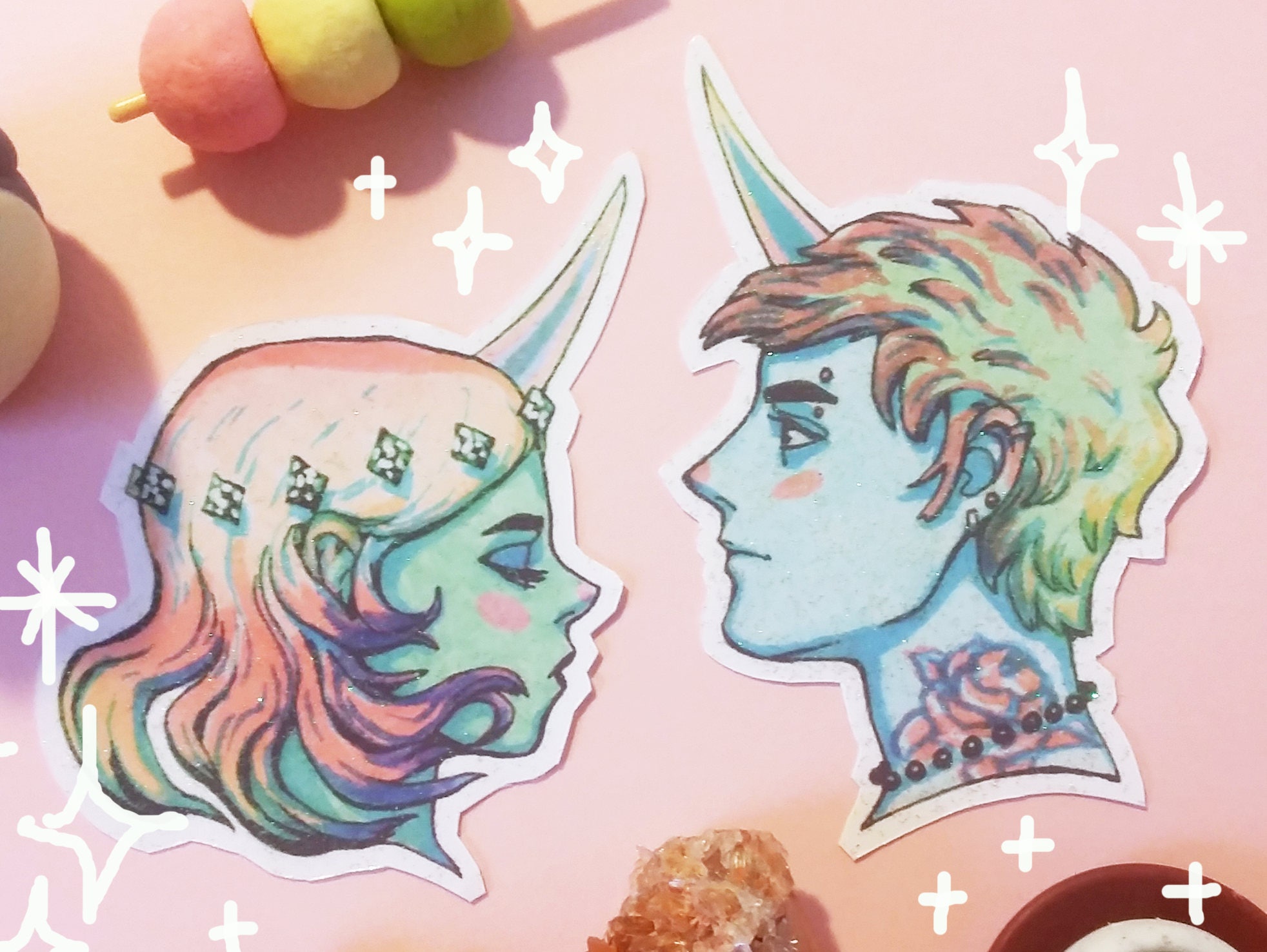 glitter unicorn sticker set aesthetic unicorn stickers