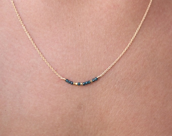Gold Necklace with Apatite - Bar Necklace - Genuine Blue Apatite -Delicate Necklace-Layered Necklace -Chain Necklace -Gemstone Jewelry