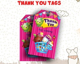 INSTANT DOWNLOAD - Shopkins Thank You Tags, Shopkins Party,Shopkins Party Supplies,Shopkins Birthday,Shopkins Birthday Party,Shopkins Papery