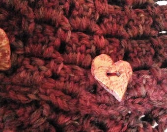 Handmade Crochet Cowl / Cowl with Buttons / Handmade Buttons / Paper Mache Buttons / Scaldacollo uncinetto con bottoni /Bottoni fatti a mano