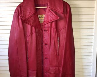 Red leather jacket | Etsy