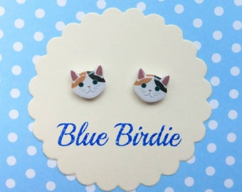 Tiny cat earrings cat jewellery cat jewelry cat stud earrings small cat earrings cute cat jewellery cat lover gifts black cat studs