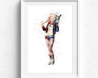 Harley quinn print, harley quinn poster, Suicide Squad, Harley Quinn, Art Joker, Comic Art, DC Prints, superhero art
