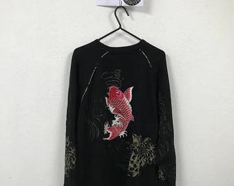 BIG SALE 50% Vintage SUKAJAN Fish Koi Sweatshirt