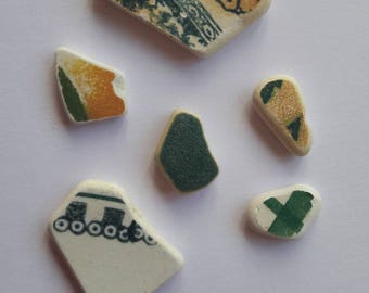 6 pieces of pottery / Sea pottery French / pottery pieces