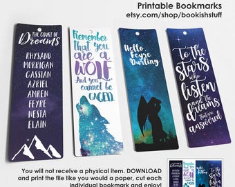 A Court of Thorns and Roses Bookmarks, Bookish Bookmarks, ACOWAR Printable Bookmarks
