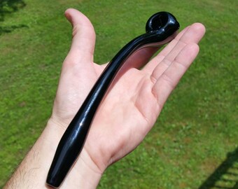Glass Pipe FREE SHIPPING 8 inch gandalf style all black glass pipe 66g