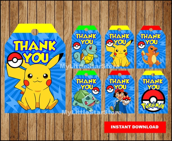 Pokemon Thank you tags Printable Pokemon tags Pokemon party