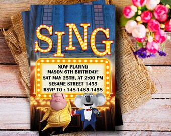 Sing Movie Party, Sing Birthday Invitations, Sing Birthday party, Sing Movie Party, Sing Movie Birthday, Sing Party, Sing Birthday