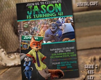 Zootopia Invitation / Zootopia Birthday / Zootopia Party / Zootopia Card / Zootopia Printable / Zootopia Invitations / Zootopia / Zoo_BS089